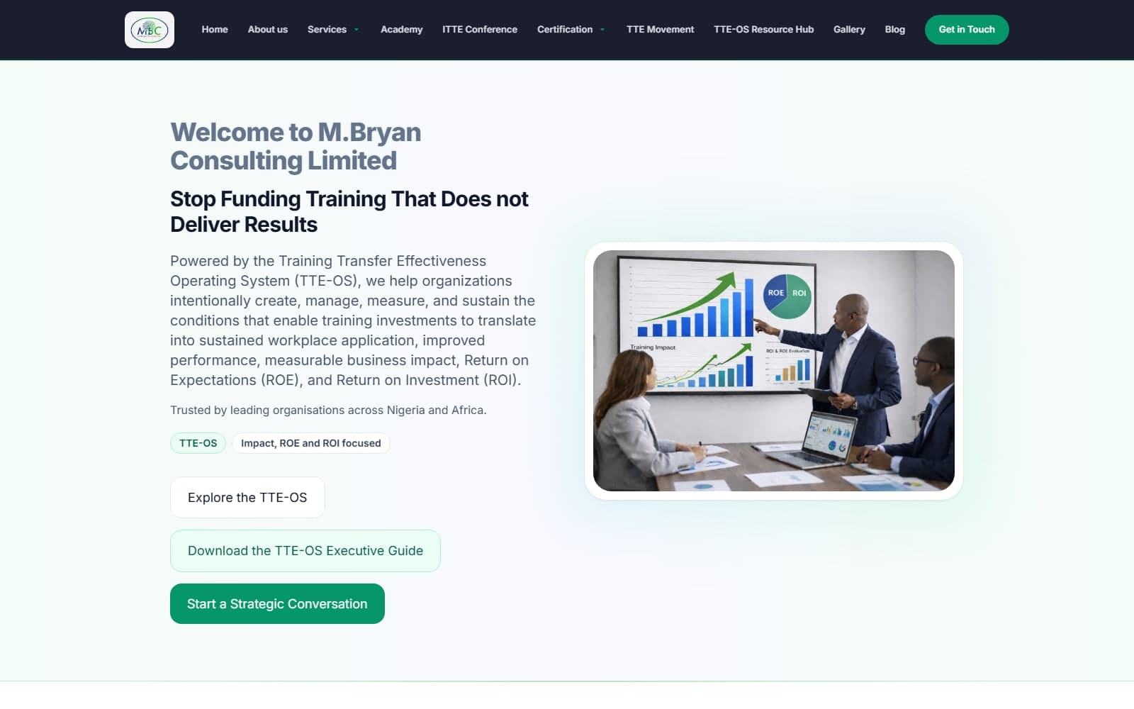 Homepage of the M.Bryan Consulting Limited website